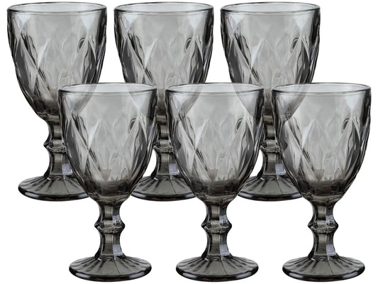 Jogo 6 Taças de Vidro Diamond Preto 340 ml | Original Glass