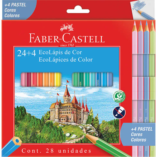 Kit 24 Lápis de cor + 4 Lápis Tons Pastel EcoLápis | Faber-Castell