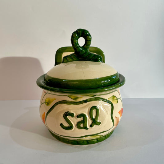 Saleiro em Cerâmica - Ramo de Folhas Verdes | Cerâmica Alessandra