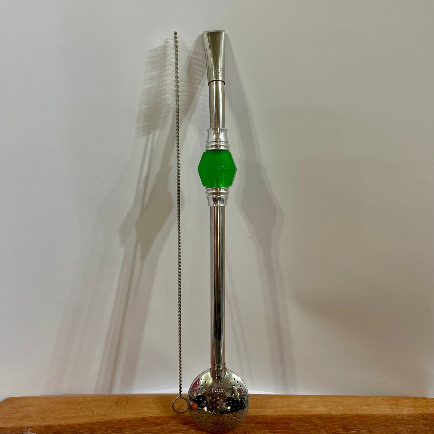 Bomba de Chimarrão Aço Inox 25 cm com Rosca - Pedra Acrílica | Garibaldi