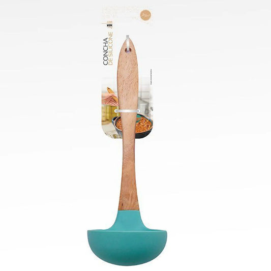 Concha de Silicone 32 cm Art House Work Candy ZG132-A – Cabo de Madeira + Silicone Resistente, Utensílio Antiaderente Colorido