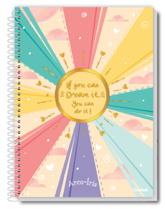 Caderno Arco-Íris | Universitário Capa Dura 1 Matéria 80 Folhas | Credeal