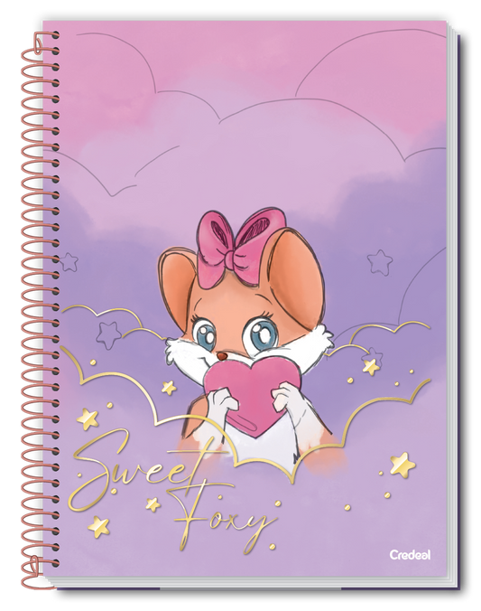 Caderno Foxy Teen | Universitário Capa Dura 1 Matéria 80 Folhas | Credeal