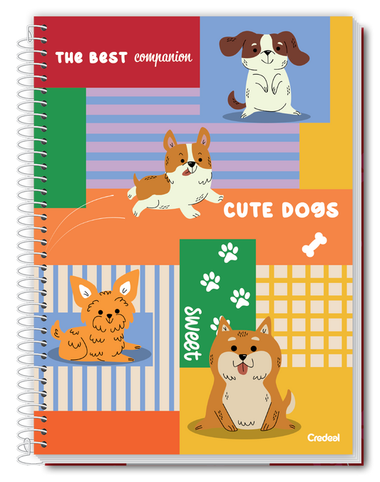 Caderno Pet Fun Credeal – 1 Matéria, 80 Folhas, Capa Dura, Universitário | Estampas de Pets