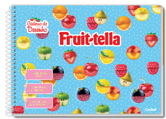 Caderno de Desenho Fruit-Tella | Universitário Capa Dura 80 Folhas | Credeal