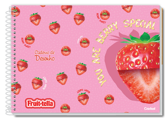 Caderno de Desenho Fruit-Tella | Universitário Capa Dura 80 Folhas | Credeal