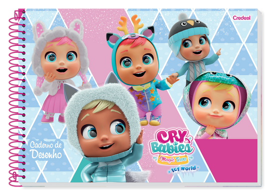 Caderno de Desenho Cry Babies | Universitário Capa Dura 80 Folhas | Credeal