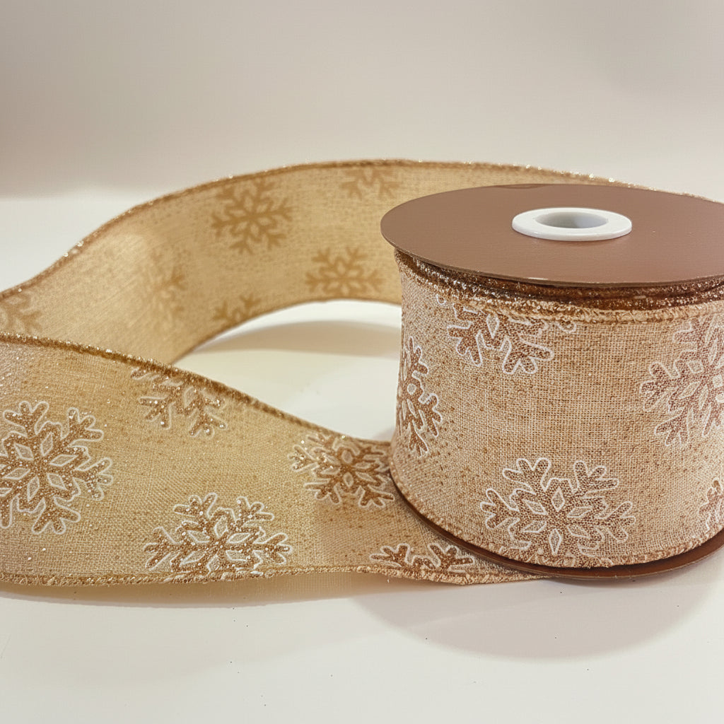 Fita Aramada Linho com Glitter FlorArte 6,3 cm x 9,14 m – Laços Natalinos, Presentes e Decoração