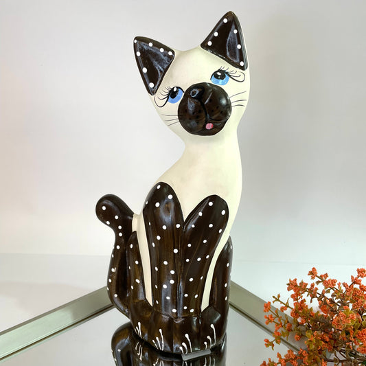 Decoração Gato em Cerâmica 33 cm – Marrom | Elegância e Estilo para sua Casa