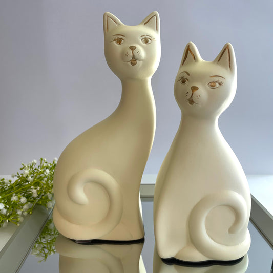 Casal de Gato Sortê Pollaris em Cerâmica – Decoração Star Bella