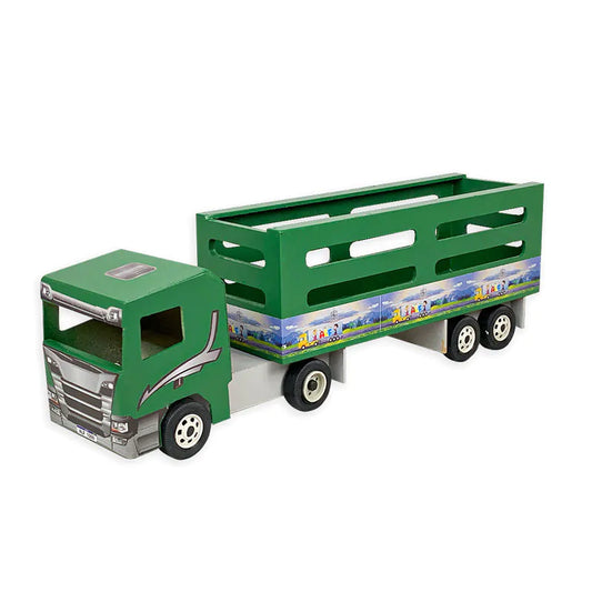 Caminhão Boiadeiro de Madeira Alf Brinquedos – Carreta Boiadeira Mini 532 (46 × 11 × 15 cm) – Cores Sortidas