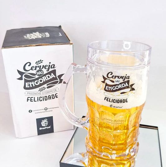 Caneca de Gel 450 ml - Cerveja não Engorda | BrasFoot Presentes