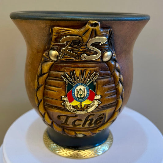 Cuia de Chimarrão de Porongo 11 cm Brasão do Rio Grande Do Sul | Eduardo Benites Cuias