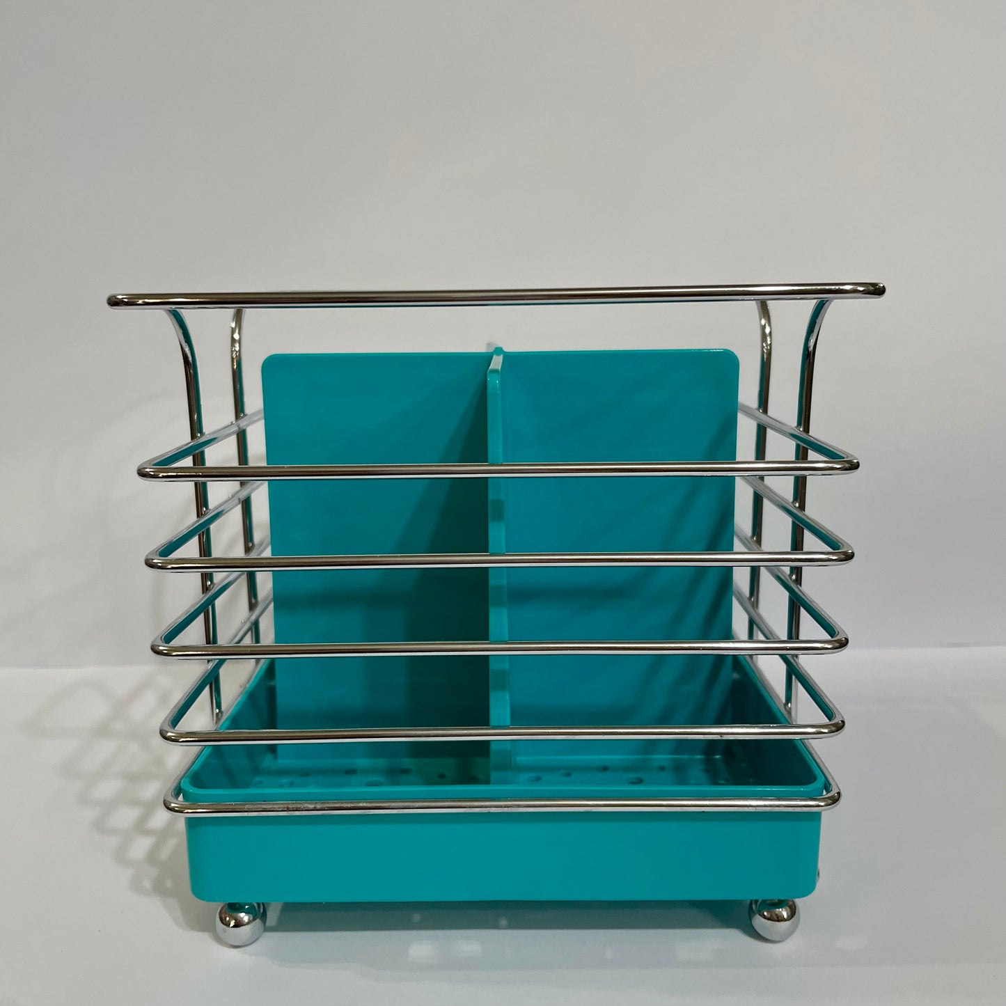 Porta Talher Quadrado Aço Cromado - Azul Turquesa | Niquelart