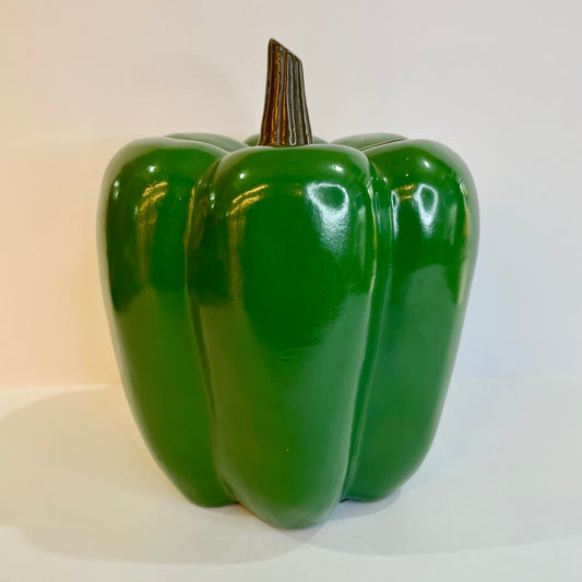 Pimentão Verde Decorativo 20 cm em Cerâmica | Cerâmica Alessandra
