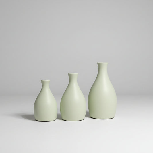 Trio de Vasos de Cerâmica Decorativos StarBella – Conjunto de 3 Vasos Bojudos (13×7 | 16×7,5 | 18×8,5 cm) – Decoração Casa, Sala, Mesa e Estantes