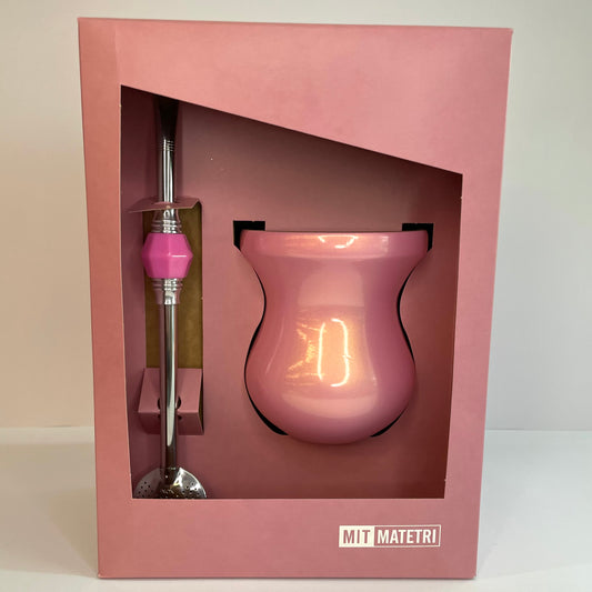 Kit Chimarrão Matetri – Cuia de Chimarrão Rosa + Bomba Inox | Estilo, Tradição e Qualidade