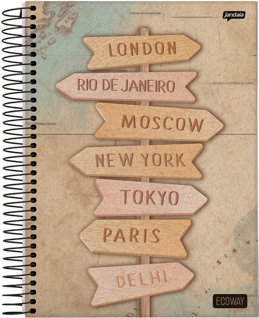 Caderno EcoWay | Universitário Capa Dura 1 Matéria 80 Folhas | Jandaia