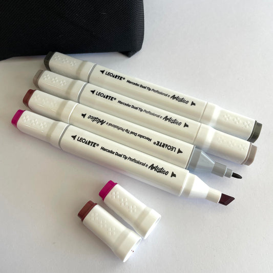 Estojo 24 Canetinhas LeoArte Dual Tip Profissional – Marcador Artístico e Escolar