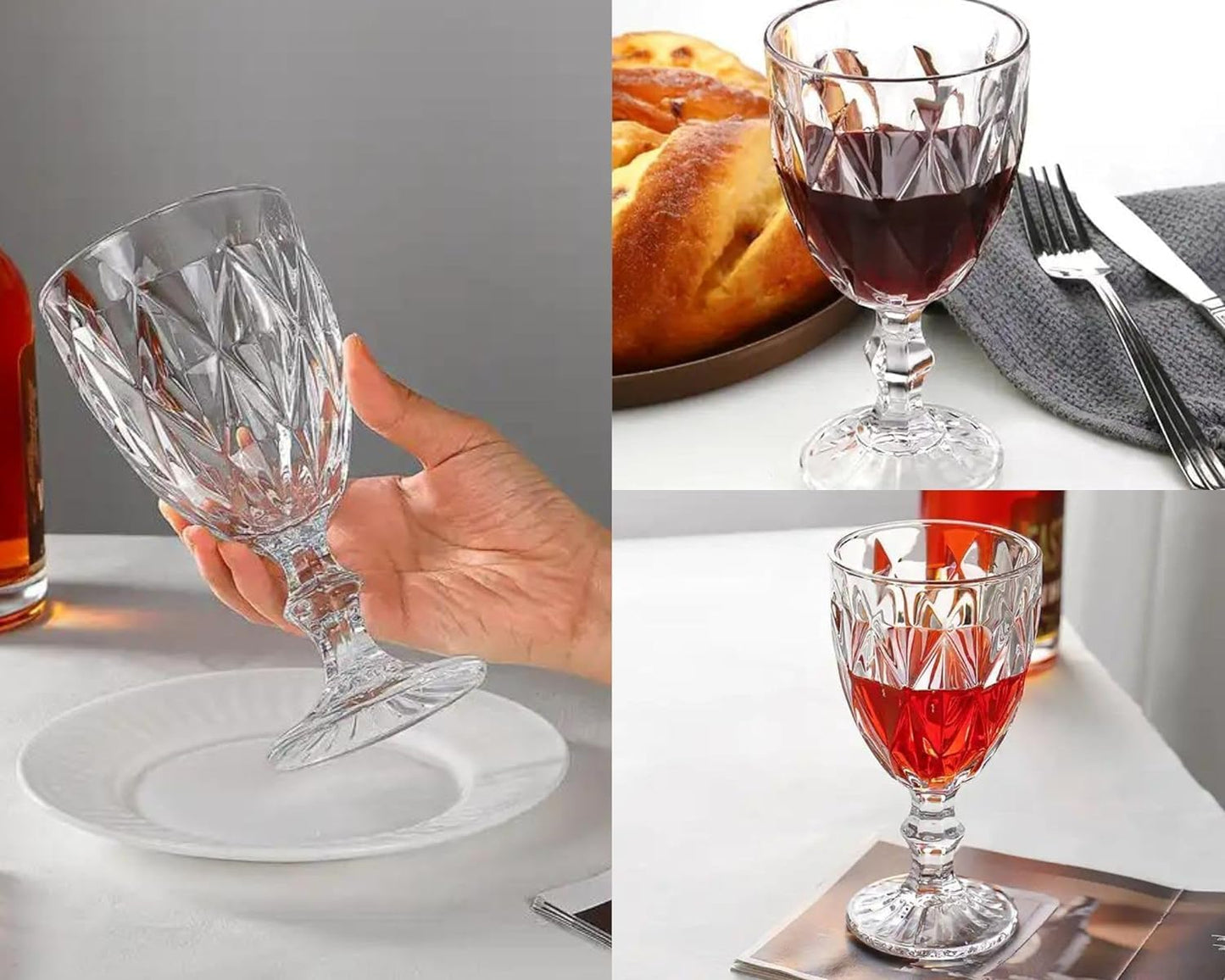 Jogo com 6 Taças de Vidro 375 ml Diamond Transparente | Original Glass