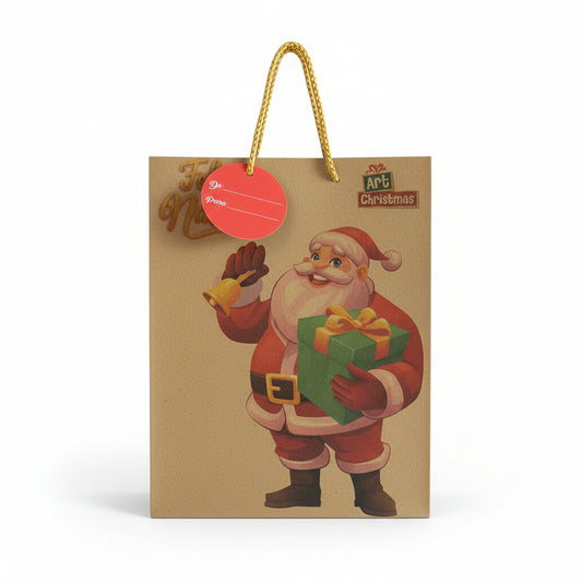 Sacola de Natal Parda 18×23×8 cm Art Christmas – Embalagem Natalina Clássica
