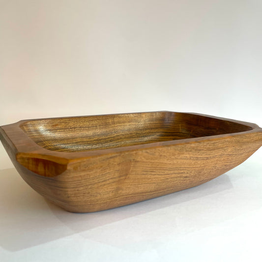 Gamela de Madeira Artesanal Funda – Travessa Rústica - 30 x 19,5 x 7,5 cm