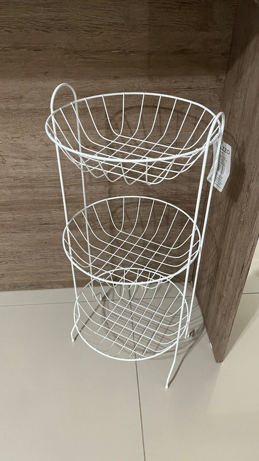 Fruteira de 3 Andares Aço Aramado Epóxi Branco | Azzo Aramados