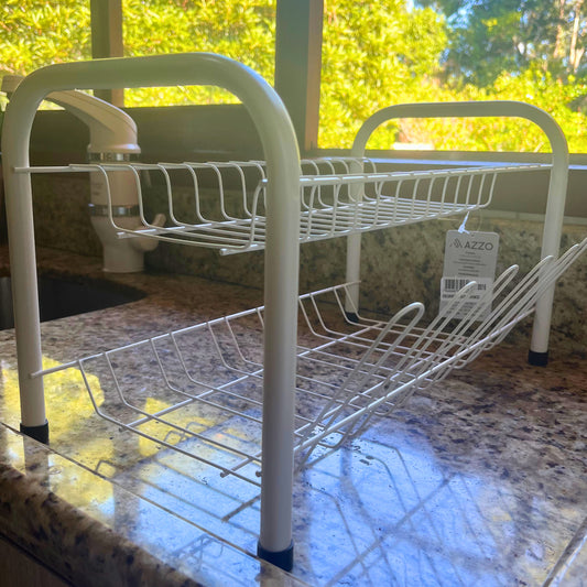 Escorredor de Louças Duplo Tubo de Aço Aramado Branco | Azzo Aramados