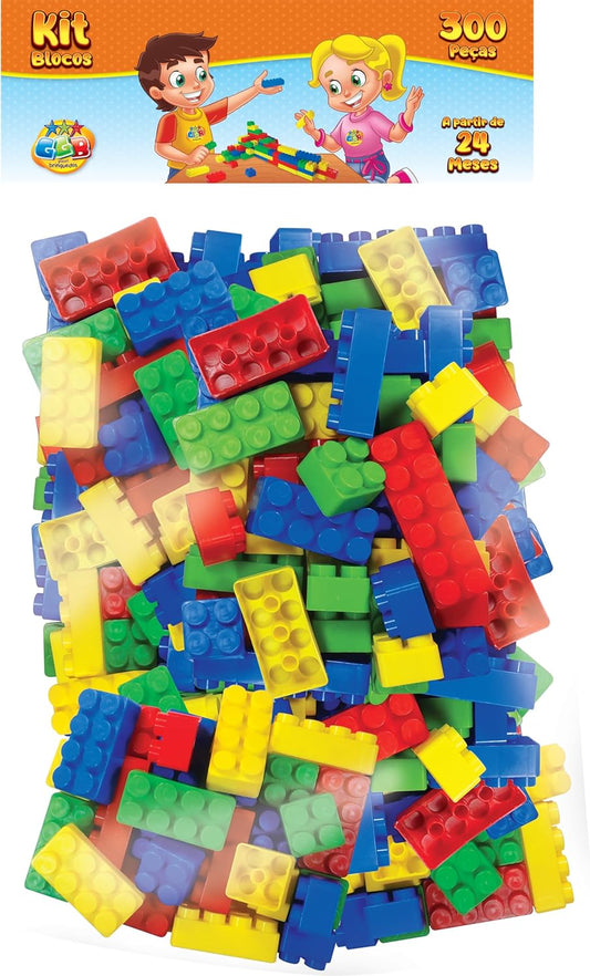 Blocos de Montar Infantil 300 Peças – Kit Educativo Criativo GGB Brinquedos