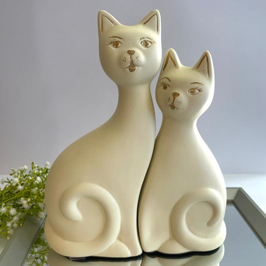 Casal de Gato Sortê Pollaris em Cerâmica – Decoração Star Bella