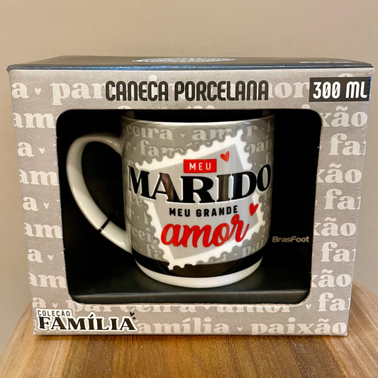 Caneca de Porcelana 300 ml - Meu Marido, meu Grande Amor | Brasfoot Presentes