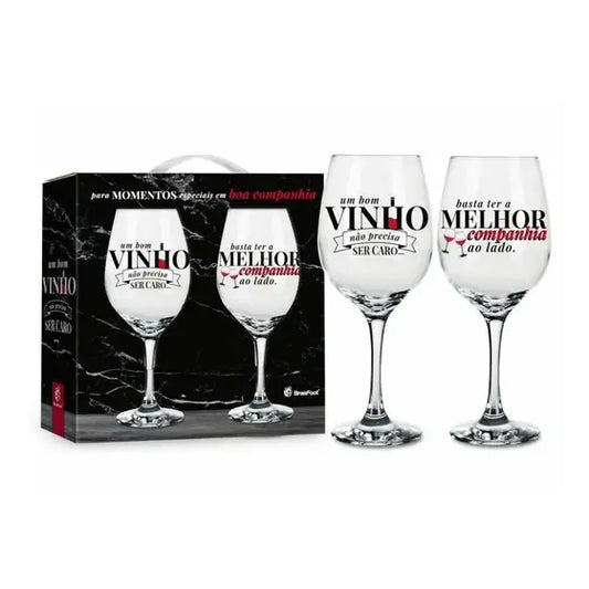 Kit 2 Taças de Vinho - Melhor Companhia | Brasfoot Presentes