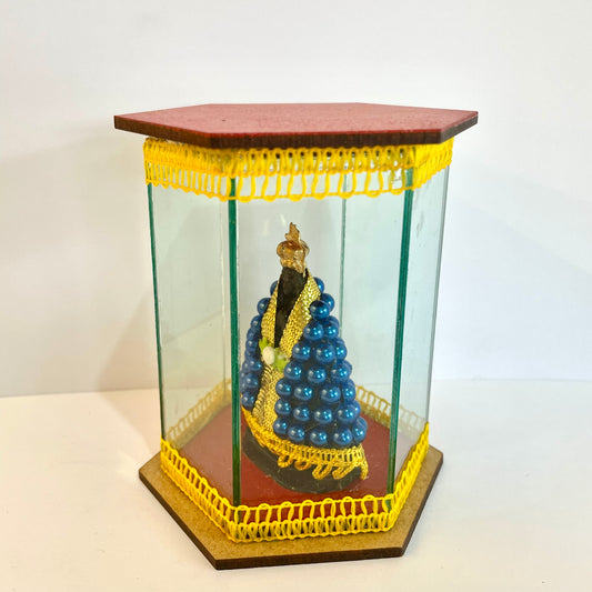 Decoração Cúpula de Vidro 11 cm - Nossa Senhora Aparecida com Pérolas