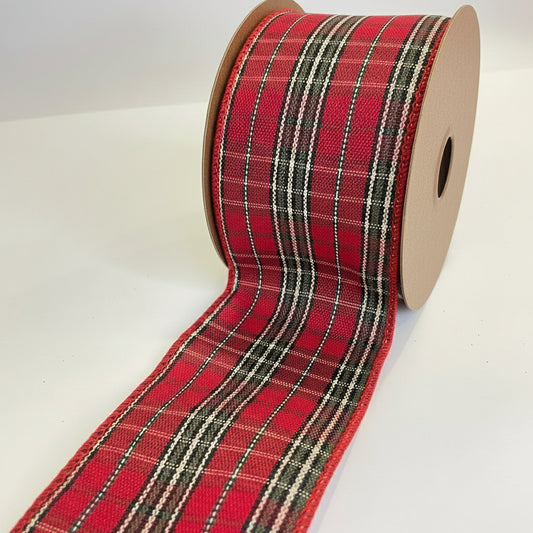 Fita Aramada Xadrez com Costura 6,3 cm x 9,14 m FlorArte – Tecido Xadrez Decorativo, Arame Interno para Laços, Embalagem, Guirlandas e Artesanato