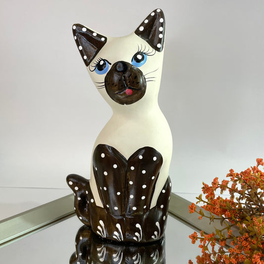 Decoração Gato em Cerâmica 24 cm – Marrom | Charme e Sofisticação para o Ambiente