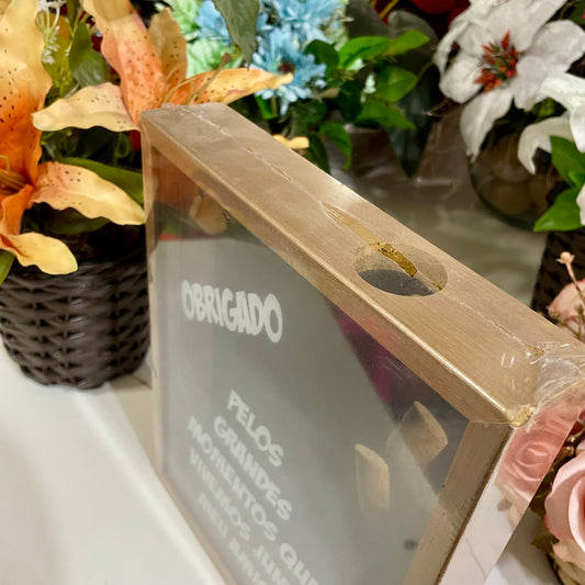 Quadro Porta Rolha 20 x 25 - Obrigado Pelos Grandes Momentos | Molduminas