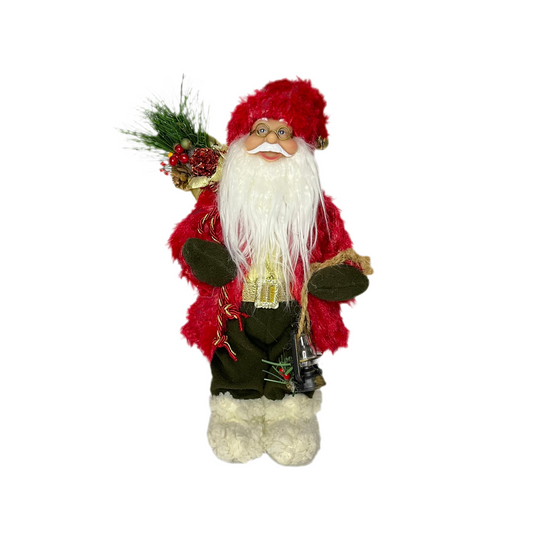 Papai Noel em Pé 30 cm Vermelho, Verde e Dourado - Decoração de Natal | Magizi