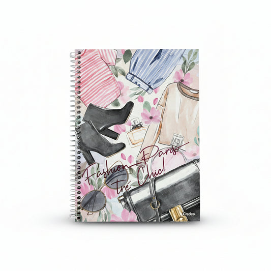 Caderno Bella Paris 1 Matéria 80 Folhas Espiral Credeal Capa Dura Universitário