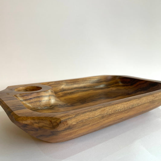 Gamela Rústica em Madeira Natural – Artesanal e Funcional - 30 x 19,5 x 5 cm