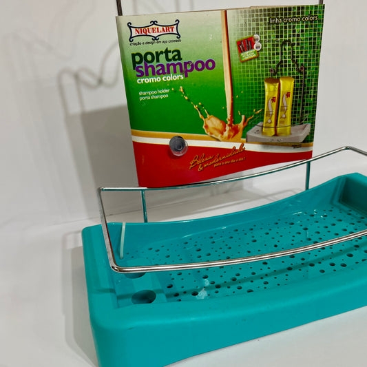 Porta Shampoo Aço Cromado Cromo Colors - Azul Turquesa | Niquelart