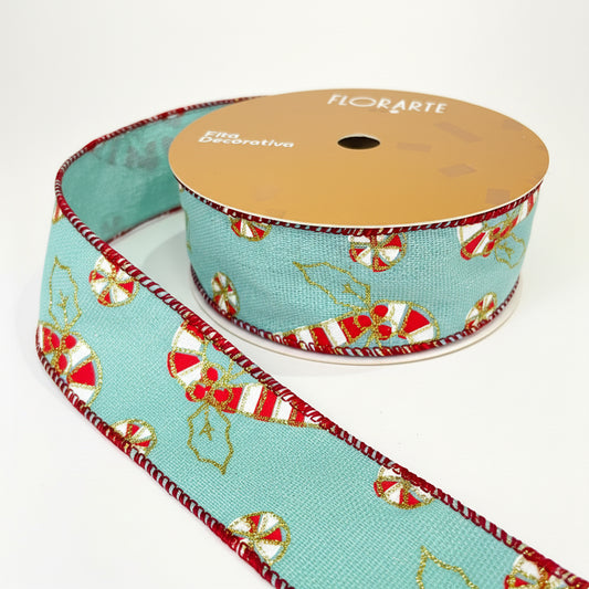 Fita Aramada Linho Candy FlorArte 3,8 cm x 9,14 m – Fita Decorativa para Laços e Decoração