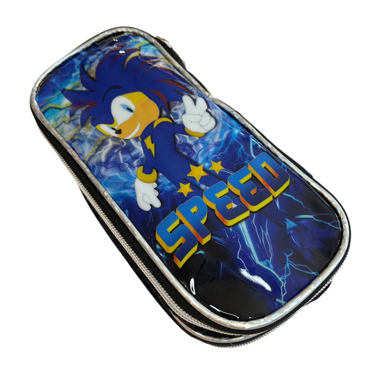Estojo Escolar Duplo do Sonic | Estampa Holográfica | Denlex