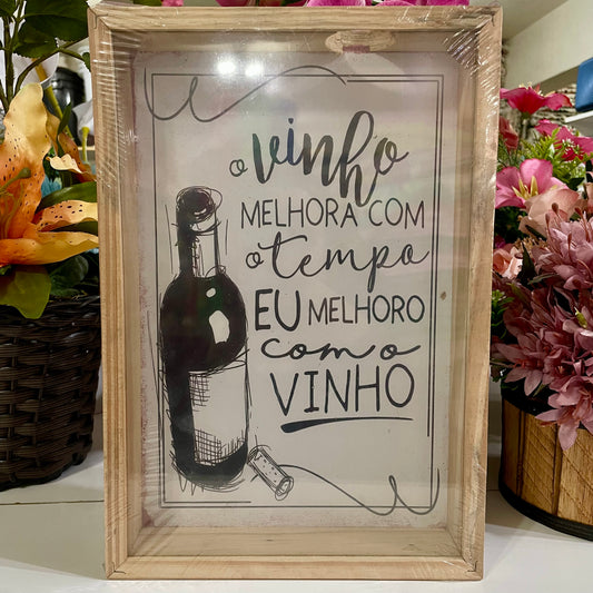 Quadro Porta Rolha 20 x 30 - O Vinho Melhora com o Tempo | Molduminas