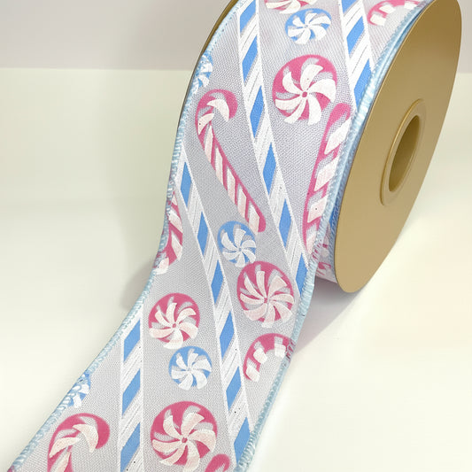 Fita Aramada FlorArte 6,3 cm×9,14 m – Rolo Decorativo Rosa e Azul – Laços & Arranjos