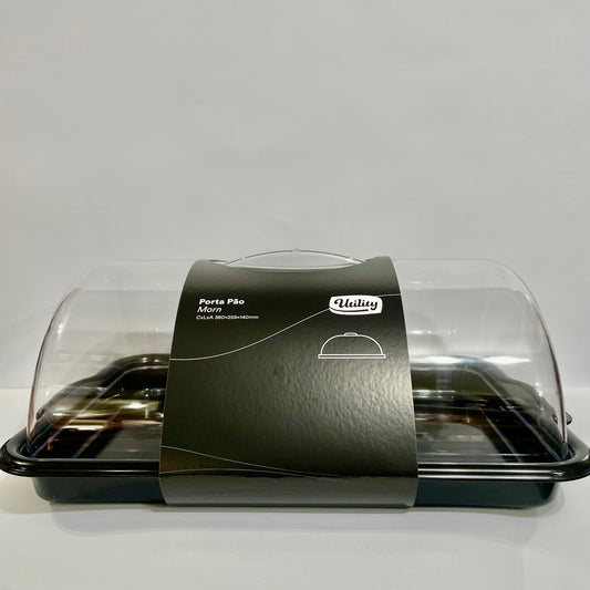 Porta Pão Plástico com Tampa Morn | Preto | Utility