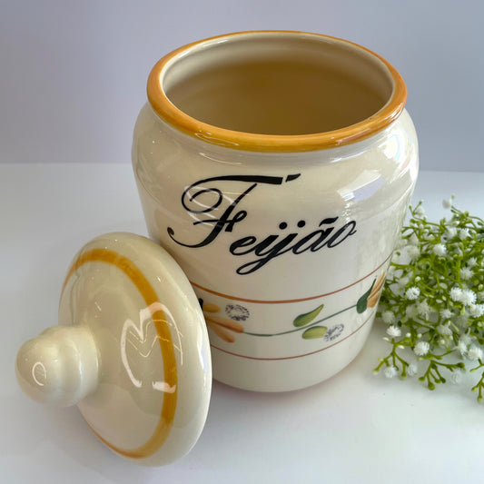 Pote Porta Mantimento Feijão em Cerâmica 25 x 15 cm – Star Bella | Organização com Estilo e Qualidade