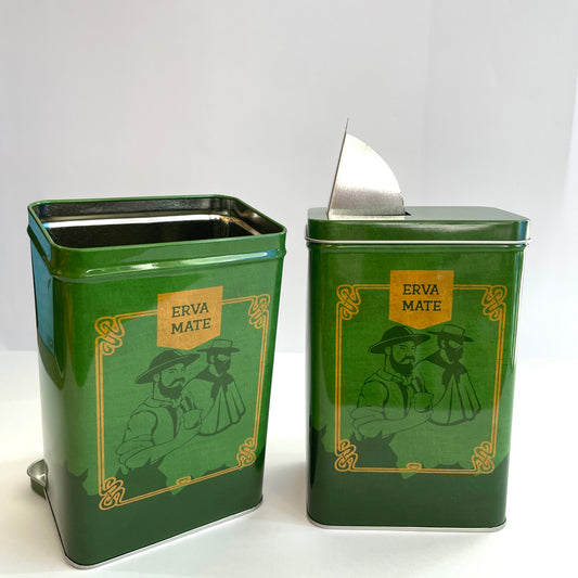 Porta Erva Mate Lata M Verde com Dosador | Conservador Aromas Chimarrão