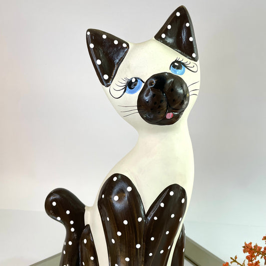 Decoração Gato em Cerâmica 33 cm – Marrom | Elegância e Estilo para sua Casa