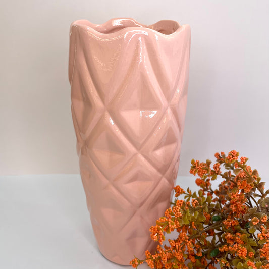 Vaso Losango 22 cm em Cerâmica - Rosa | Cerâmica Alessandra