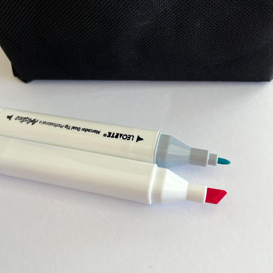 Estojo 48 Canetinhas LeoArte Dual Tip Profissional – Marcador Artístico e Escolar